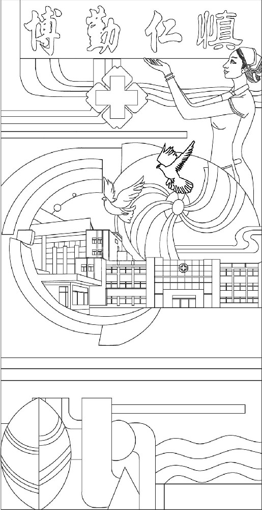 中医文化浮雕雕塑原创手绘设计稿